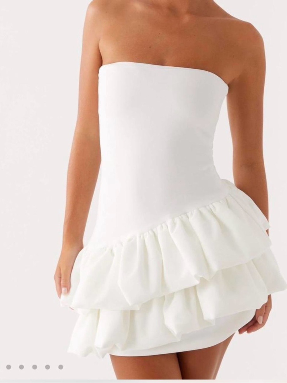 NWT PEPPERMAYO Strapless White Ruffle Mini Dress